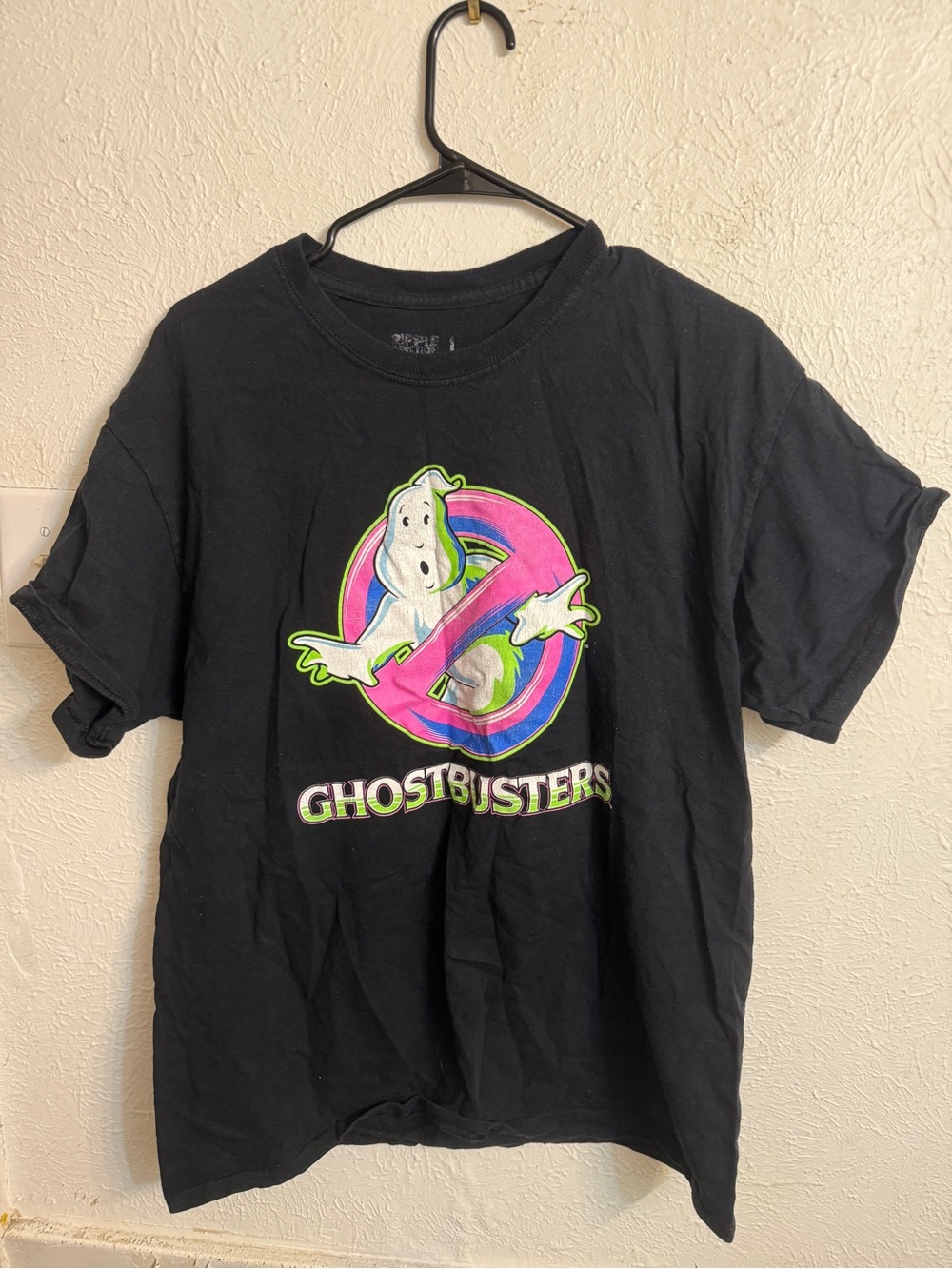 Ghost Busters Officially Branded Black Neon Logo Tee